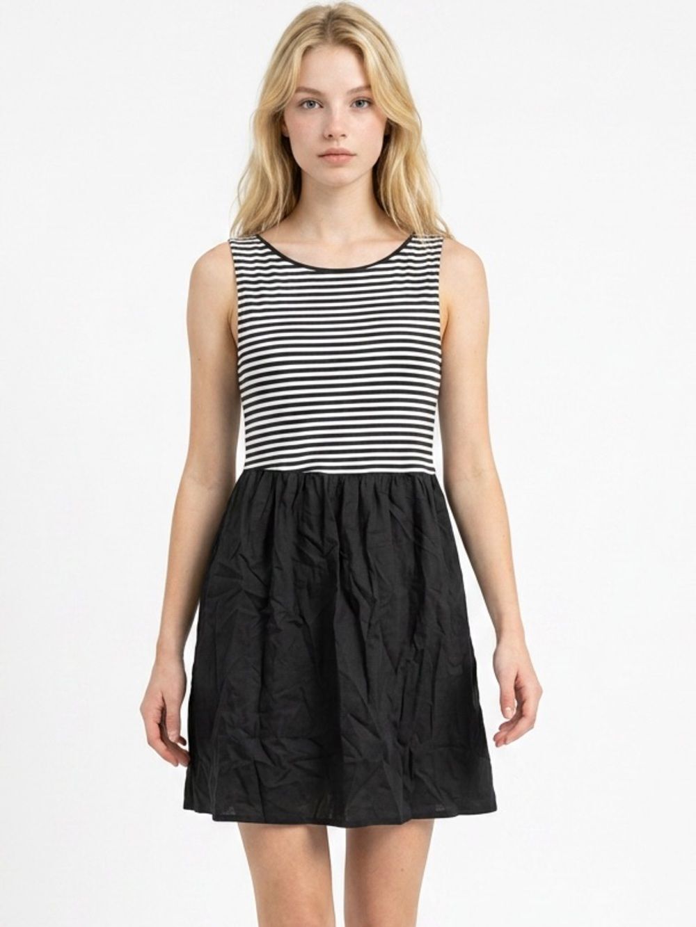 VELVET TORCH | NEW Black White Stripe Mini Dress Women’s Size Medium
